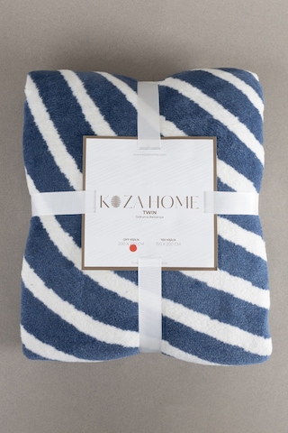 Twin Battaniye Soft Pamuklu Çift Kişilik Battaniye Mavi Krem 200 X 220 5035a Mavi