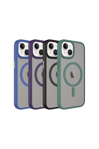 Apple Uyumlu iPhone 15 Kilif Mat Hibrit Wireless Sarj Özellikli Silikon Kapak