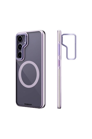 Galaxy Uyumlu S24 Plus Kılıf Magsafe Şarj Özellikli Sararma Önleyici Youngkit Crystal Grid Kapak Gold