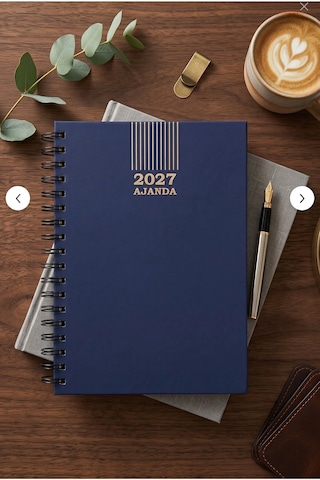 2027 Ajanda Sert Kapak Spiralli Günlük Ajanda Planlayıcı Ofis, Okul Ve Hediye Lacivert