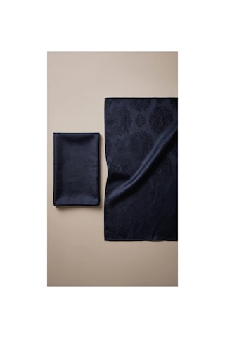 Nukra Jakarlı Pamuk Tesettür Şal Osmanlı Desen Lacivert 70 X 190 Cm
