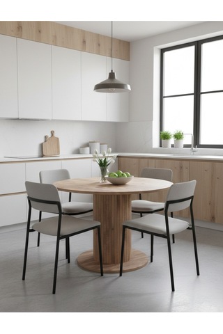 Güneş Model Mdf Ayaklı 90cm Çaplı Yuvarlak Yemek Masası Sandalye Yok Atlantik Çam