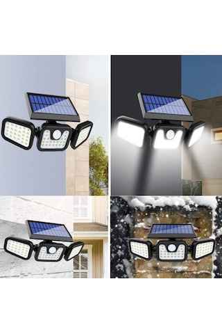 74 Led Güneş Enerjili Hareket Sensörlü 3 Taraflı Solar Bahçe Aydınlatma Lambası Sokak Lambası Çok Renkli