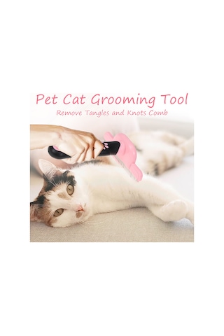 Vkemall Pembe Kedi Tüy Tarzı - Tangle Ve Dökülen Tüyü Kaldıran, Kuru Alt Tüyü Temizleyen, Deri Masajı Veren Ergonomik Kedi Bakımı Aleti