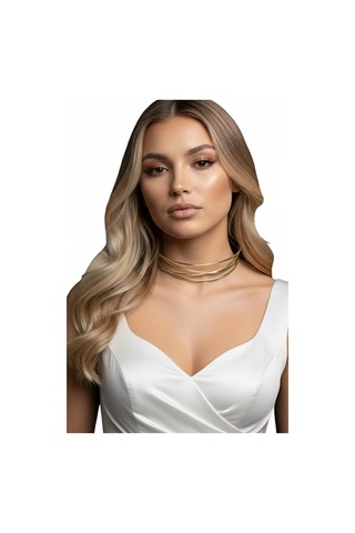 Caş Dekorasyon Altın Renk Metal Choker Kolye Altın