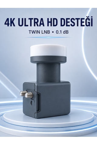 Uydu Anten Lnb Twin Çıkışlı 0.1 Db Ku Band 4k Ultra Hd Uyumlu - Lisinya