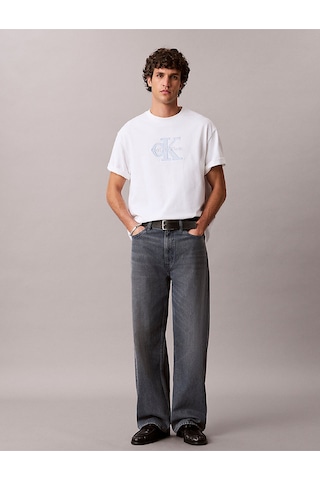 Calvin Klein Lv04rf819g Elevated Monologo Erkek Tişört Beyaz