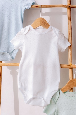 Lilabio %100 Organik Pamuk 3'lü Jakarlı Kısa Kollu Bebek Body Seti Çok Renkli