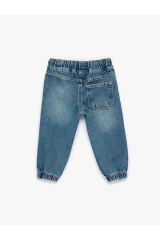 Koton Pamuklu Beli Bağcıklı Lastikli Cepli Jogger Denim Pantolon Orta İndigo 6smb40003td İndigo