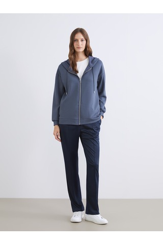 Lcw Everyday Antrasit Kapüşonlu Oversize Kadın Fermuarlı Sweatshirt
