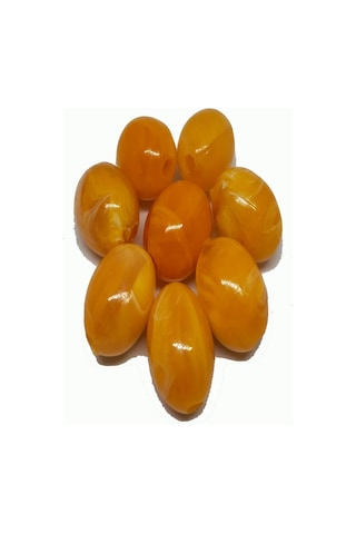 Sazan Dip Yemi Oval Boncuk Ebruli Sarı 14 Mm (Dar Delik) 30 Adet