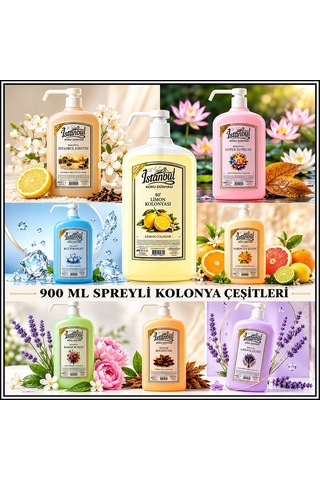 İstanbul Koku Dünyası Esans Kolonya 900ml Hediye 50ml Sprey- 12'li Paket