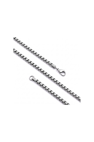 Beycen Aksesuar Arnavut Erkek Çelik Kolye 3mm 55cm Gümüş Rengi 3902eck042 Çok Renkli