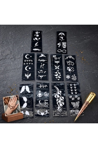 Karışık Desenli Tüp Kına Şablonu - 10'lu Paket - 8x20 Cm
