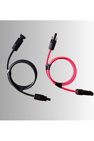Güneş Paneli Bağlantıları İçin İki Tarafı Mc4 Konnektörlü, Uv Dayanımlı Dc Uzatma Kablo Seti- 1 M Siyah 6 Mm2