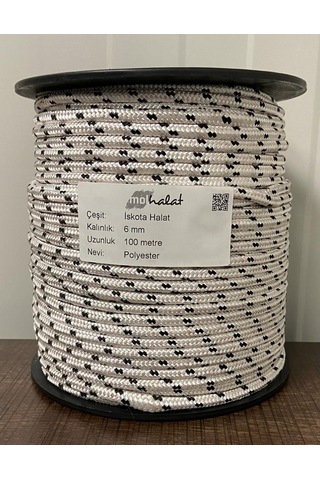 Molhalat 6 MM İskota Halat 100 Metre - Parlak Örgülü Halat - Bayrak İpi Yü