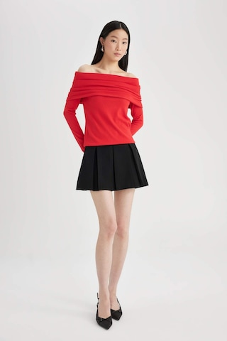 DeFacto Fitted Açık Omuz Triko Kırmızı Kazak D0049AX24SPRD227 Kırmızı
