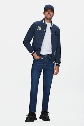 Ucla Fausto Mavi Denim Nakışlı Standard Fit Erkek Pantolon Mavi