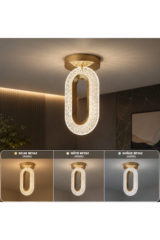 Serra Plafonyer Avize 3 Renk Led Isıklı Modern Avize Gold Serra Plafonyer Avize 3 Renk Led Isıklı Modern Avize Gold