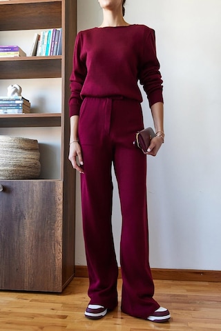 Shade Kadın Beli Cırt Detaylı Basic Triko Alt-üst Takım 60651006 - Bordo