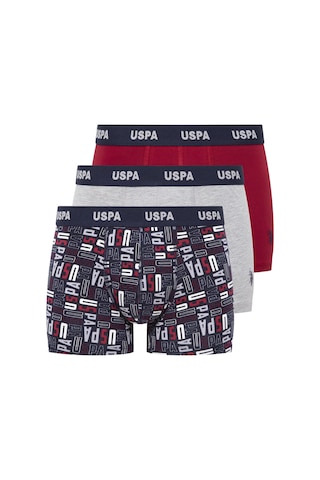 U.S. Polo Assn. Erkek Gri Melanj-Bordo-Baskılı 3 Lü Boxer-Gri Melanj-Bordo-Baskılı Gri Melanj - Bordo