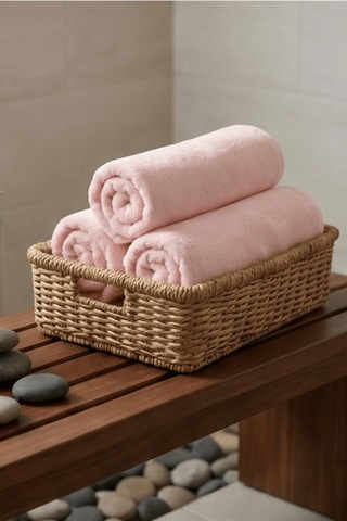 6'lı Pudra El Havlusu - 50x90 Cm, 225 Gr, %100 Pamuk, Spa Ve Otel Havlusu, Günlük Kullanıma Uygun Pudra