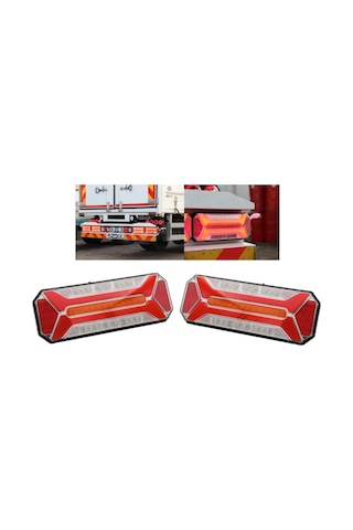 Kayar Sinyalli Neon Ledli Sağ + Sol Arka Stop Lambası Takımı 12-24v