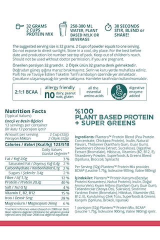 Çilekli Protein Isolate Blend Supergreens Mix Vitamins 416 Gr 13 Servis Çilek