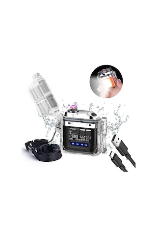 Valkyrie Ip56 Su Geçirmez Çift Arc Elektrikli Çakmak Type-c Şarjlı Işıklı & Güç Göstergeli Siyah