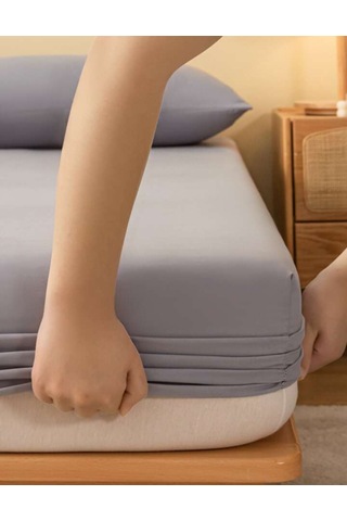 Totem Ranforce Pamuklu Gri Yastık Kılıflı Lastikli Çarşaf