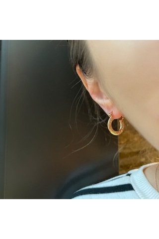 Premium Rose Gold Etnik Desenli Halka Küpe