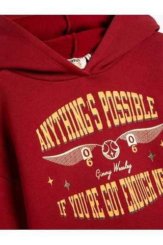 Koton Harry Potter Kapşonlu Sweat Lisanslı Uzun Kollu Şardonlu Bordo 4wkg10489ak 4WKG10489AK464 Bordo
