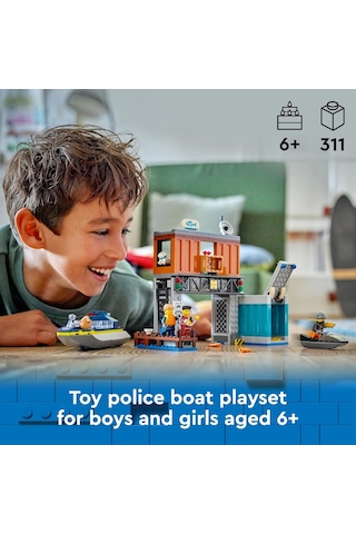 Lego City Polis Sürat Teknesi Ve Hırsızların Gizlenme Yeri 60417 - 6 Yaş İçin Yapım Seti 311 Parç