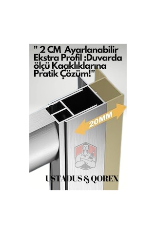 Ustaduş Qorex Marka - 6 Mm Temperli Kum Cam Duşakabin H:190 Özel Seri Krom Aksesuar Diğer