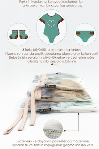 Bebek Çamaşır Yıkama Filesi, Kıyafet Torbası, Dhobis Seri, Bej