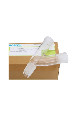 Borosil 29 32 İki Boyunlu 45 Derece Açılı Cam Adaptör