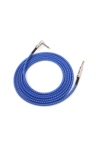 6,35 Mm Gitar Ses Kablosu Mikrofon Gürültü Önleyici Bağlantı Kablosu Müzik Aleti 3 Metre Mavi Ve Beyaz