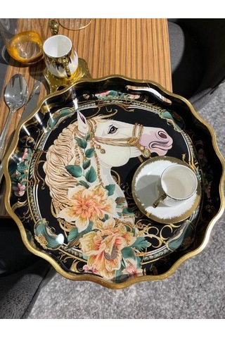 Royking Horse 2 Li Yuvarlak Tepsi 39x4-34x4 Cm Fx 013