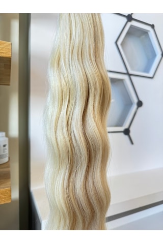 Mikro Kaynak Wavy 100% İnsan Saçı 0.6 Gr Platin 50 Adet 70 Cm Platin Sarısı