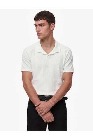 Koton Kısa Kollu Pamuklu Slim Fit Polo Yaka Tişört Ekru 6sam10291mk