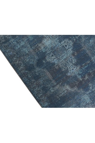 Blues Şönil Vintage Desenli Dokuma Taban Dekoratif Halı Kilim Yolluk Dijital Baskı Halı Yıkanabilir