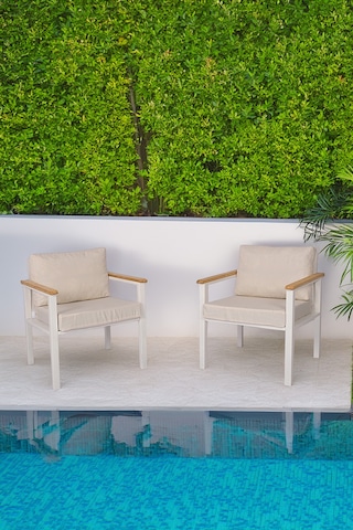 Neokas Metal Bahçe Oturma Grubu, Balkon Takımı, Kafe Koltuğu, Bekleme Alanı Koltuğu, 2 Adet Tekli Koltuk Beyaz