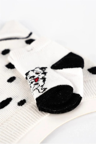 Adisia Unisex Bebek Beyaz Köpek Desenli Yazlık Çorap Şapka Takımı Beyaz
