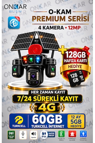 1 Yıl Turkcell Ve 128 Gb Hafıza Kartlı Premium 4g-336 Solar Güvenlik Kamerası