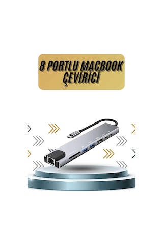 Mey Najmaddin 8 Portlu Macbook Uyumlu Çevirici Type C Hub Sd Tf Usb Çoğaltıcı Ethernet Najmaddin