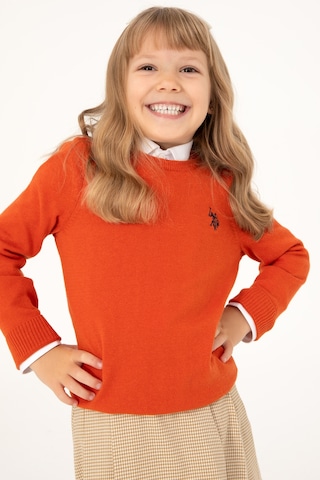 U.S. Polo Assn. Kız Çocuk Kiremit Bisiklet Yaka Basic Kazak 50293586-VR031