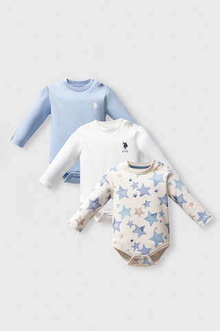 U.S. Polo Assn. U.s. Polo Assn Erkek Bebek Mavi 3lü Body Set Mavi