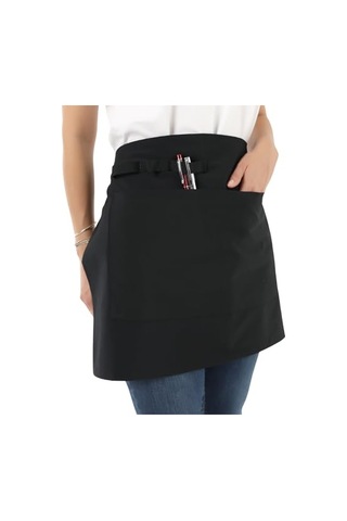 Belden Bağlamalı Kadın Ve Erkekler İçin Siyah Garson/barista/kuaförler İçin Yarım Önlük Apron 2 Cep, Ayarlan Diğer