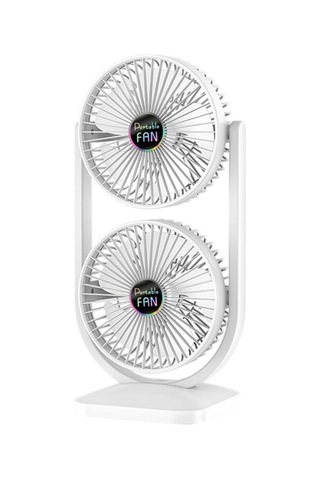 Şarjlı Masaüstü Çiftli Vantilatör Mini Serinletici Fan