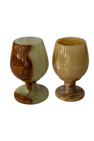Oniks Doğal Taş 2 Li Kadeh Takımı - Şarap Kadehi